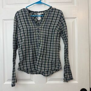 Girl Krazy Green and Blue Plaid Button-Down Shirt